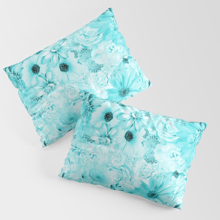 phthalo turquoise floral bouquet aesthetic cluster Pillow Sham