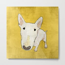English Bull Terrier pop art Metal Print | Animal, Brush, Wash, Illustration, Watercolor, Dog, Collage, Acrylic, Pet, Pencil 