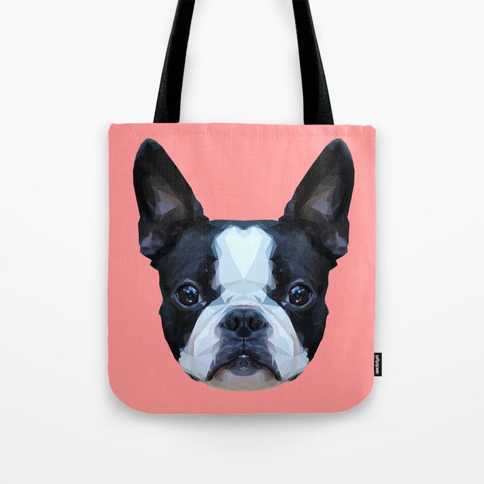 Frenchie Boston Terrier Pink Tote Bag By Peachandguava
