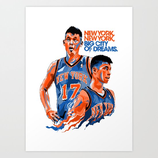 Jeremy Lin: New York, New York, Big City of Dreams. Art Print