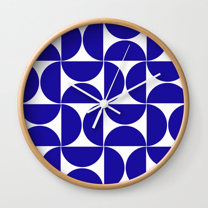 Ultramarine mid century modern geometric shapes Wall Clock