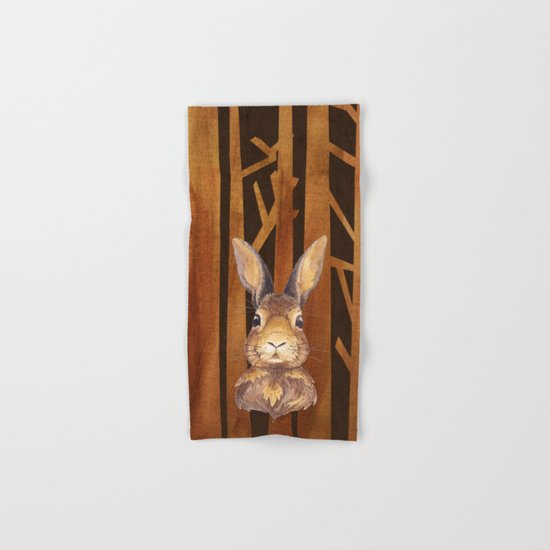 Rabbit in the forest- abstract animal hare watercolor illustration Hand & Bath Towel