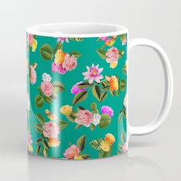 Frida Floral Coffee Mug | Woman, Floral, Gardenroses, Curated, Flowering, Fridakahlo, Mexico, Tropical, Collage, Cutflowers 