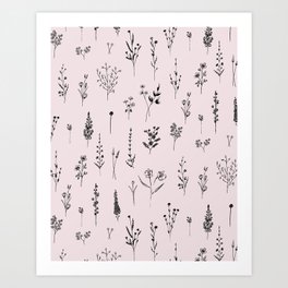 Wildflowers - baby Pink light Art Print