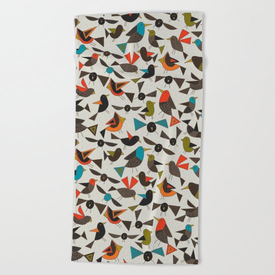 just birds china white Beach Towel