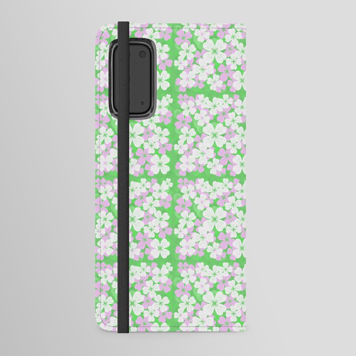 Retro Desert Flowers Pink On Green Android Wallet Case