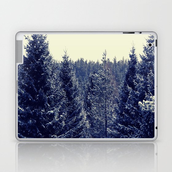 Snow Drama amongst the Pine Trees in the Scottish Highlands Laptop & iPad Skin