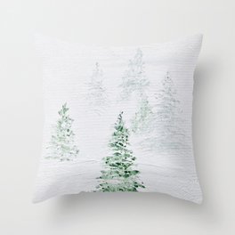 The Quiet Snowy Woods Throw Pillow
