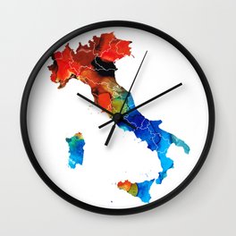 Italy - Italian Map By Sharon Cummings Wall Clock | Italian, Primarycolors, Travelersgift, Maps, Italianmap, Painting, Travelgift, Italy, Europe, Parma 
