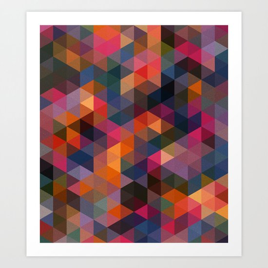 Triangle Coloured Pattern Art Print