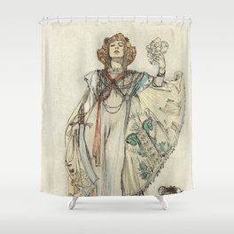 Art Nouveau lady by Alphonse Mucha Shower Curtain