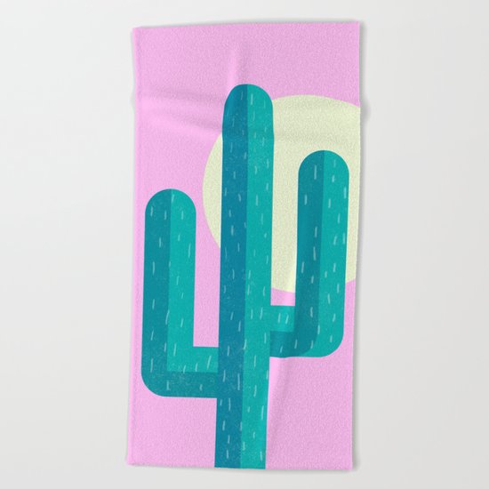 Pink Cactus Beach Towel