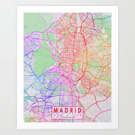 Madrid City Map of Spain - Colorful Art Print