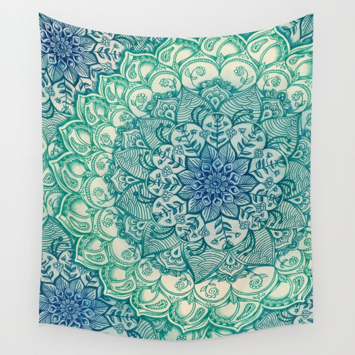 Emerald Doodle Wall Tapestry