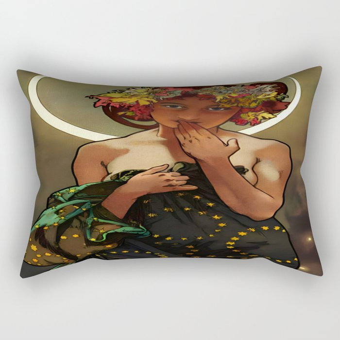 Alphonse mucha moonlight High Resolution Rectangular Pillow by