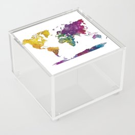 Watercolor World Map Acrylic Box