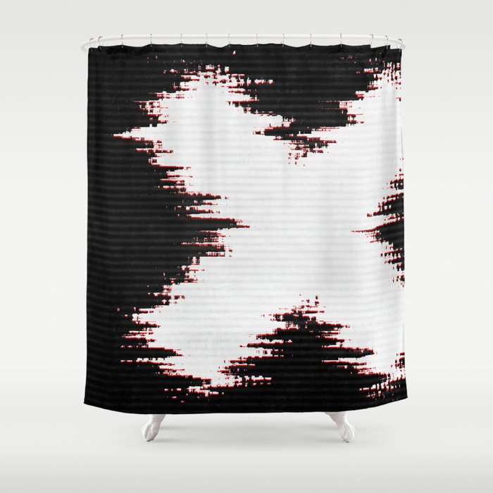 X Static Glitch Shower Curtain