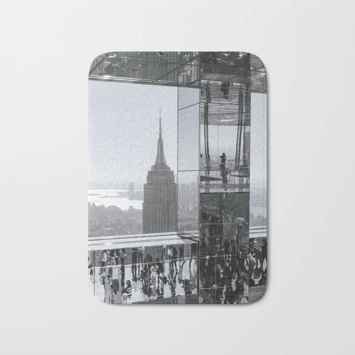 View at the Iconic skyscraper/ reflections mirrors of Summit One Vanderbilt building/ black and white photography/ Fine art print  Bath Mat