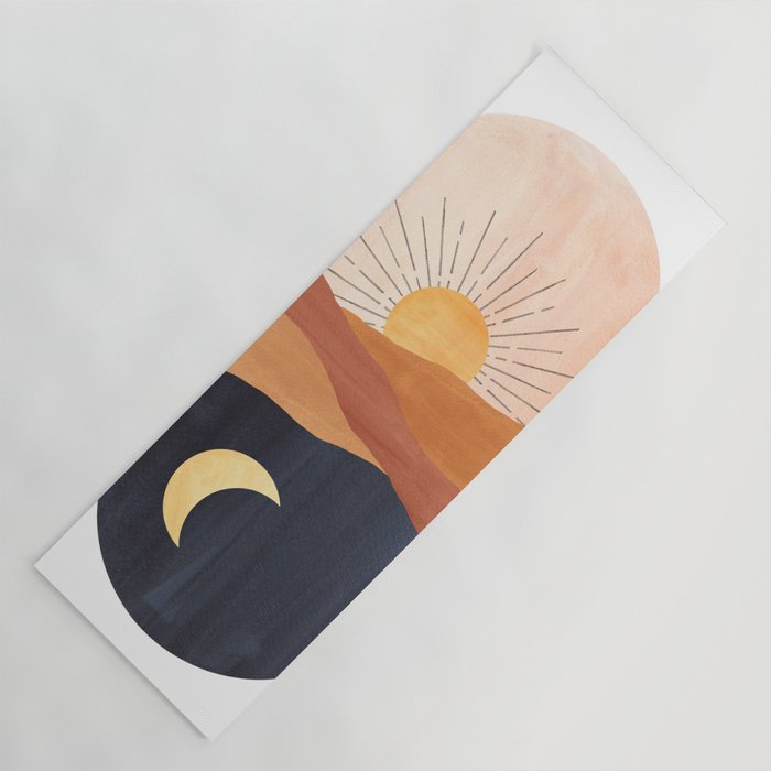 Abstract day and night Yoga Mat