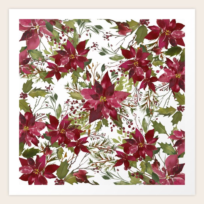 Poinsettia Flowers Art Print