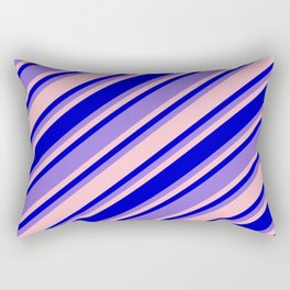 [ Thumbnail: Pink, Blue, and Purple Colored Pattern of Stripes Rectangular Pillow ]