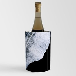 Waves crashing on a black sand beach – Minimal Landscape Photography Wine Chiller