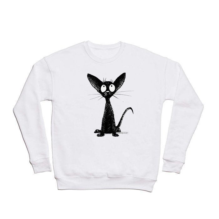 Little Black Oriental Cat Crewneck Sweatshirt
