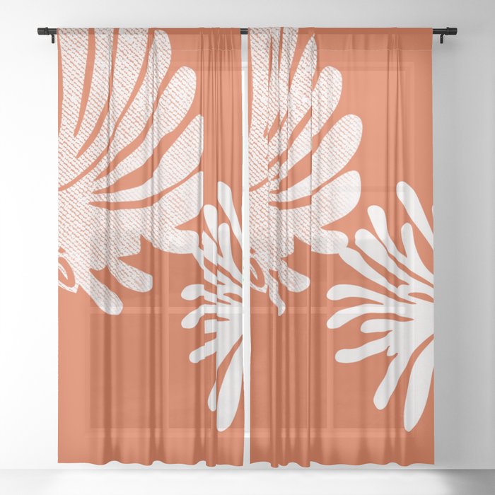 Dandelion Duo red and white Sheer Curtain