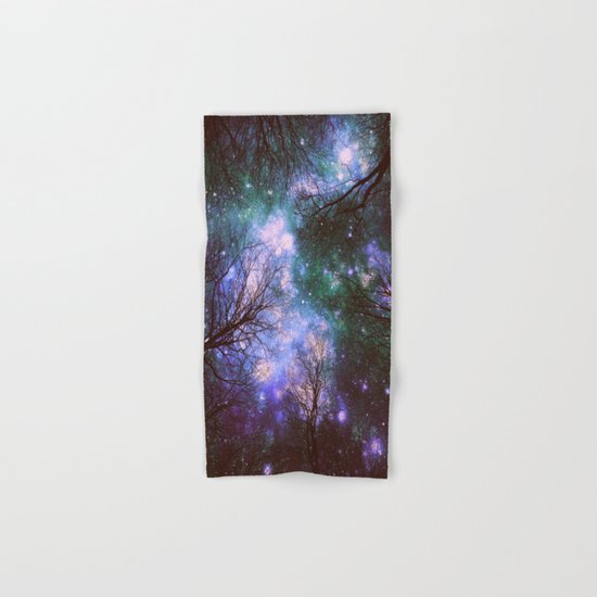 Black Trees Purple Green Space Hand & Bath Towel