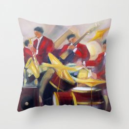 Bourbon Street Nocturnal African American Jazz Band musical portrait painting by Maurice Fillonneau, CC BY-SA 3.0 <https://creativecommons.org/licenses/by-sa/3.0>, via Wikimedia Commons Throw Pillow