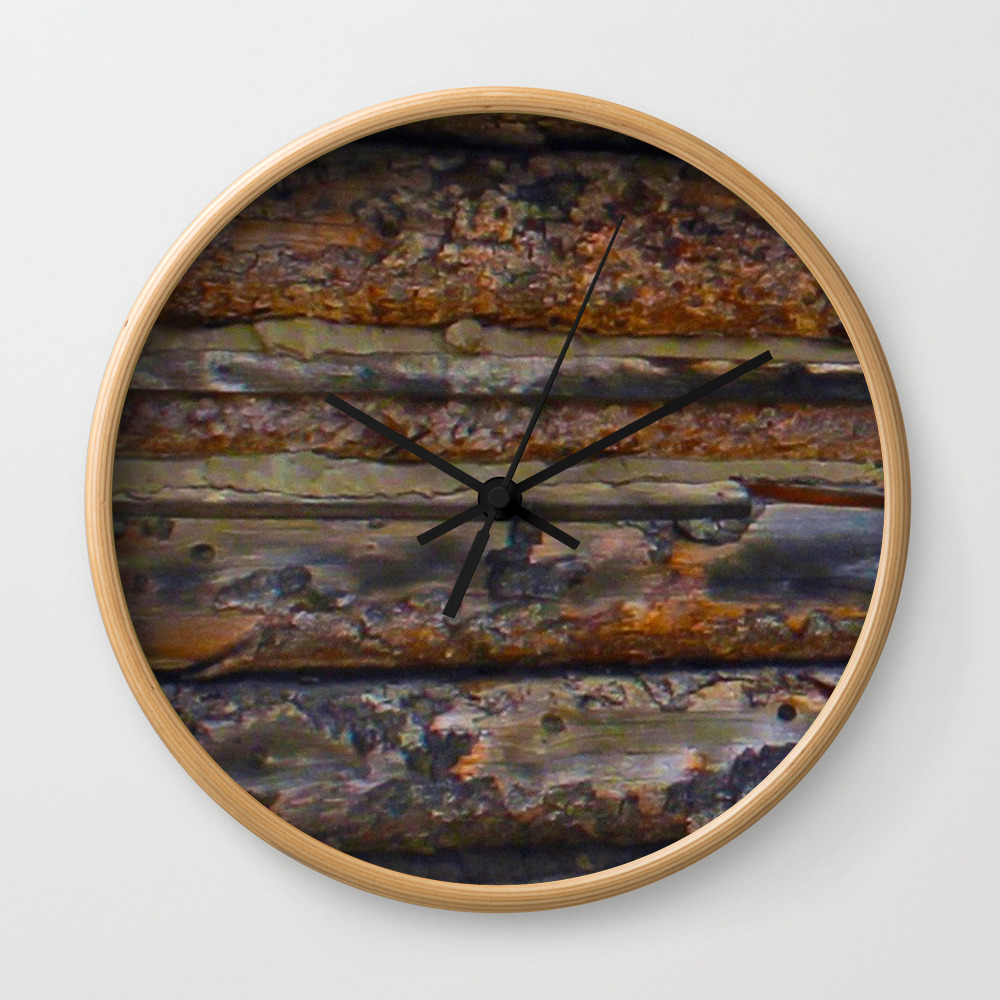 Aged Log Cabin Rustic Decor Wall Clock By Casaderustico Society6