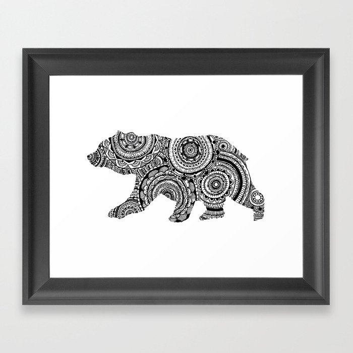 Mandala Bear Framed Art Print