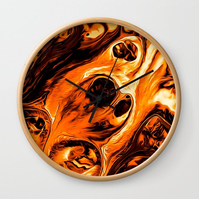 Abstract Gold Fire Paint IV Wall Clock