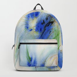 Blue Abstract Watercolor Painting Backpack | Yellow, Zenspace, White, Prussianblue, Expressionism, Meditative, Kellygreen, Gold, Expressive, Ultramarineblue 