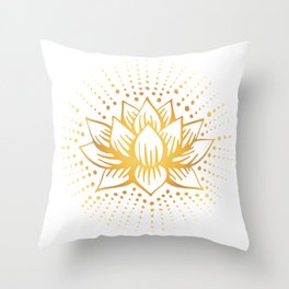 Golden Lotus Mandala Light Throw Pillow