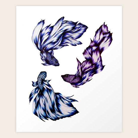 Three Swimming Art Print
