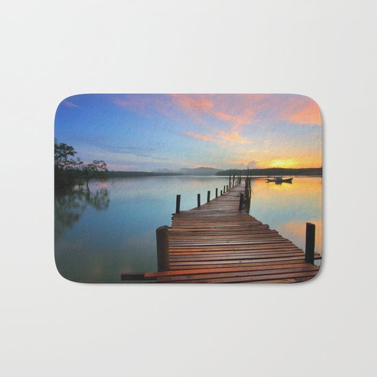 Pier on the Water at Sunset Bath Mat