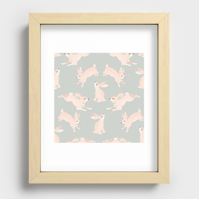 Cute, Fun & Playful Bunny Pattern Design Recessed Framed Print