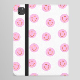 Funny happy face colorful pink cartoon seamless pattern iPad Folio Case