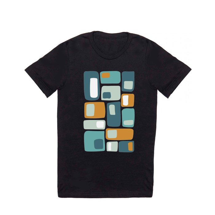 Mid Century Funky Squares and in Teal, Turquoise, Aqua and Orange T Shirt