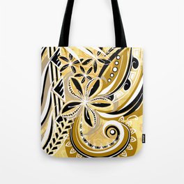 Polynesian - Hawaiin - Samoan Ochre Floral Tribal Tote Bag