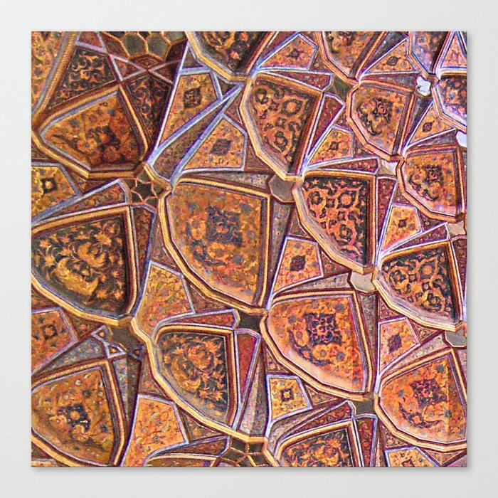 Ornamental Persian Tile Mosaic Ceiling Detail, Persia, Iran Canvas Print
