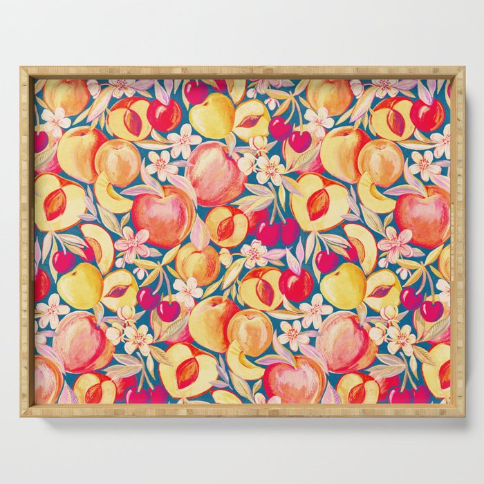 Retro Summer Cherries, Peaches and Apricots Serving Tray