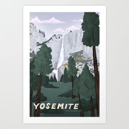 Yosemite National Park, Yosemite Falls, Waterfall, California Parks Art Print