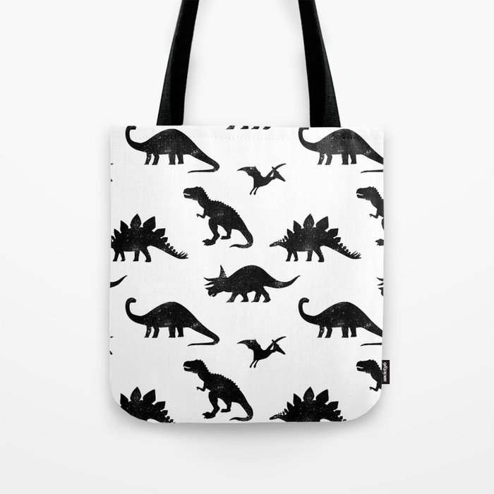 Black + White Dinosaurs Tote Bag