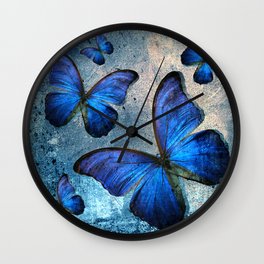 butterfly blue vintage  Wall Clock