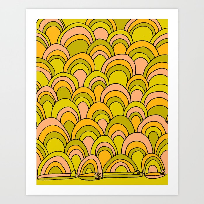 Surfboard Quiver 70s Wallpaper Dreams Art Print By Surfybirdy