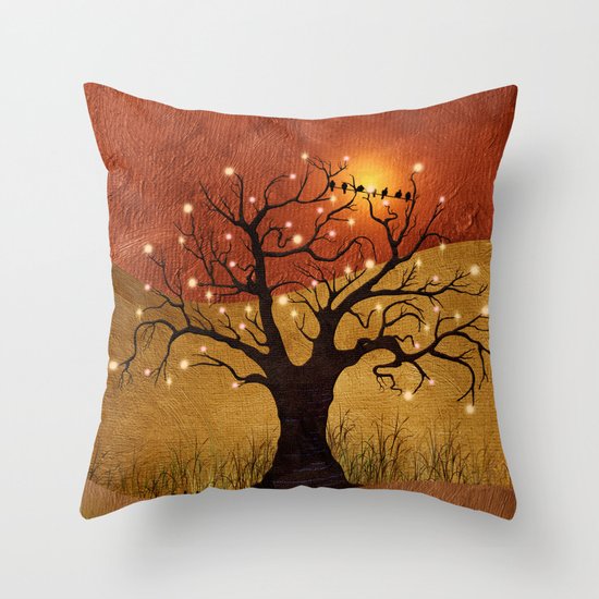 sunset and lights Throw Pillow