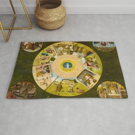 The Seven Deadly Sins and the Four Last Things, 1500 by Hieronymus Bosch Area & Throw Rug