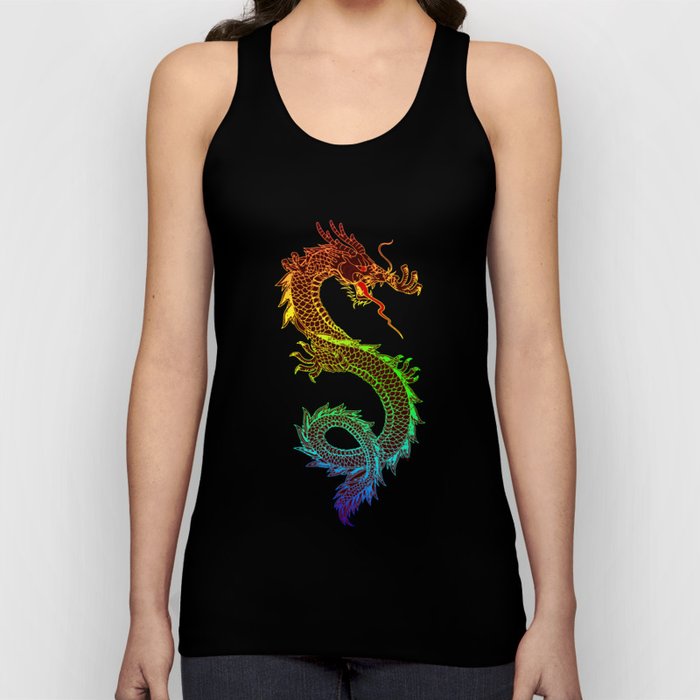 Traditional Chinese dragon in rainbow colors Tank Top